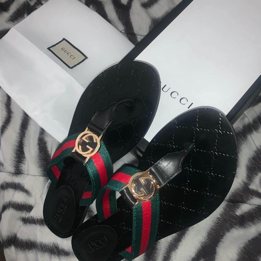 Gucci Web Thong Sandals